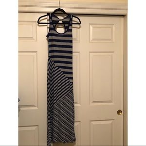 Blue and Gray Maxi Dress